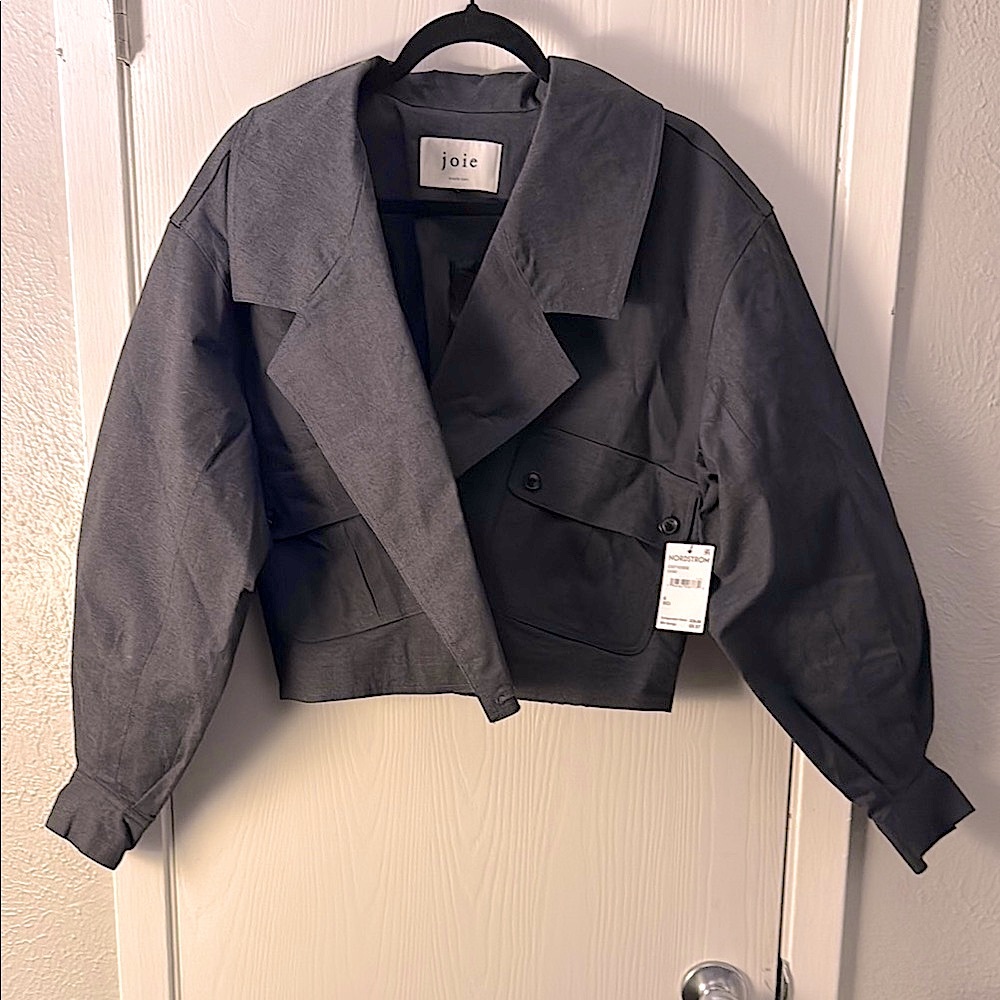 NWT Joie Gray Blazer with Structured Lapels and Puff Sleeves